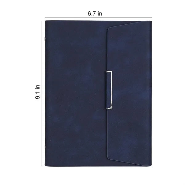 A5 PU Leather Loose Leaf Magnetic Notebook w/ Card Slots