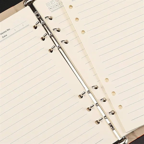 A5 PU Leather Loose Leaf Magnetic Notebook w/ Card Slots