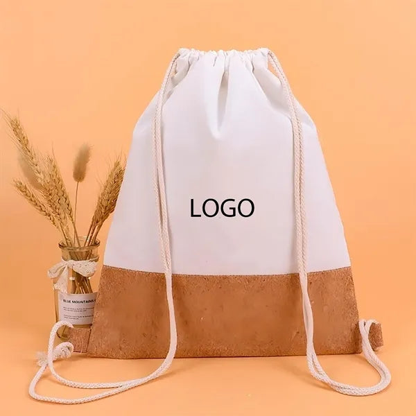 Eco-Friendly Canvas and Cork Drawstring Bag