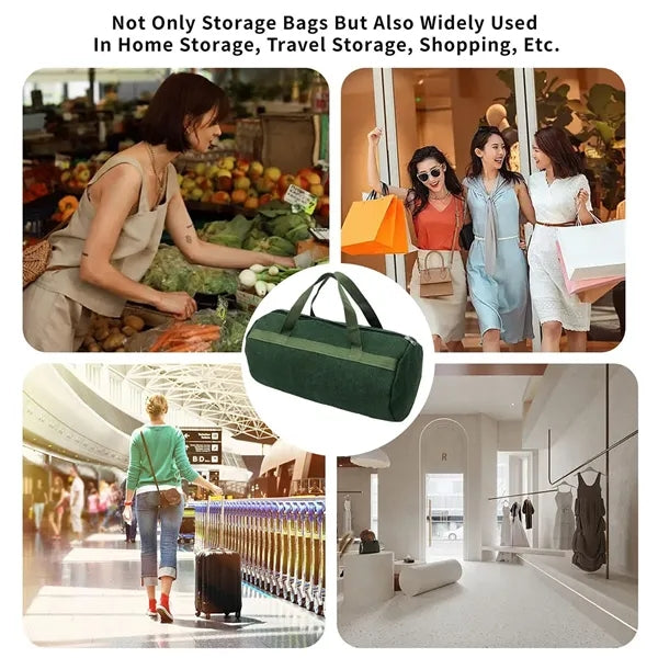 Extra Thick Canvas Round Zipper Grill Tool Storage Tote Bag