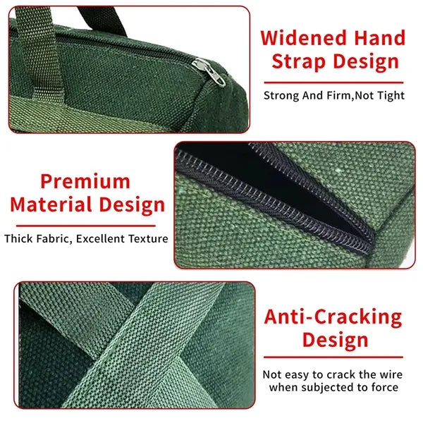 Extra Thick Canvas Round Zipper Grill Tool Storage Tote Bag