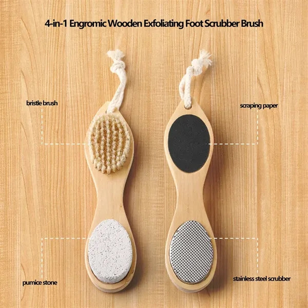 4-in-1 Engromic Wooden Exfoliating Foot Scrubber Brush