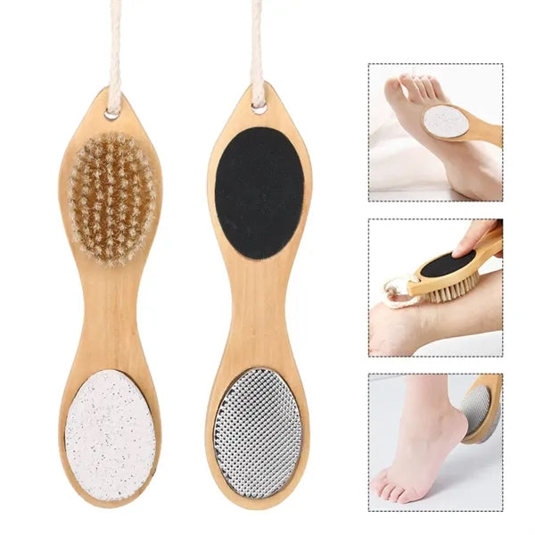 4-in-1 Engromic Wooden Exfoliating Foot Scrubber Brush