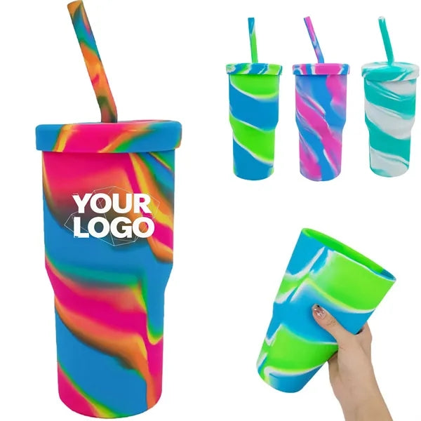 32 Oz Silicone Tumbler With Lid And Straw