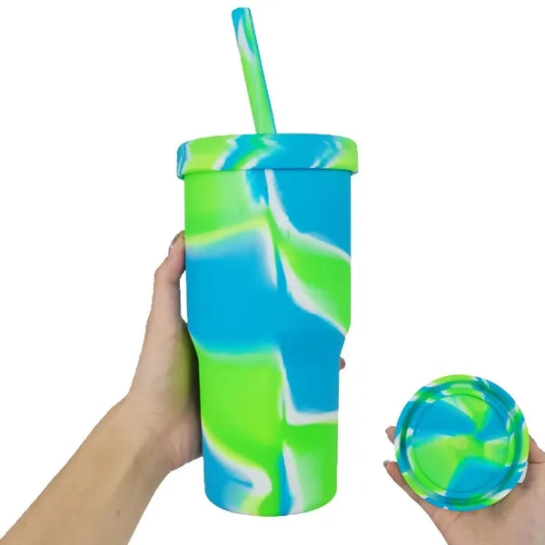 32 Oz Silicone Tumbler With Lid And Straw