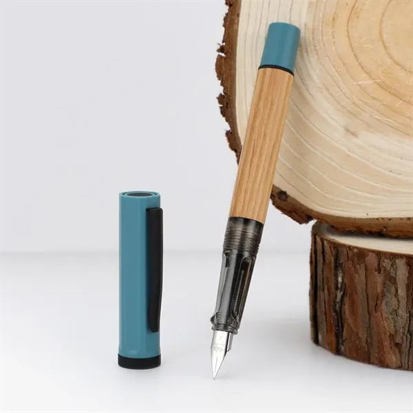 Natural Wood Barrel Refillable Fountain Pen