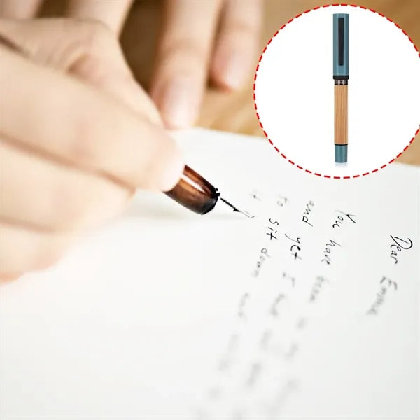 Natural Wood Barrel Refillable Fountain Pen