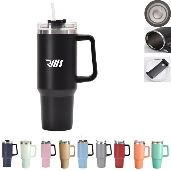40 Oz. Vacuum Stainless Steel Tumbler with Handle & Straw