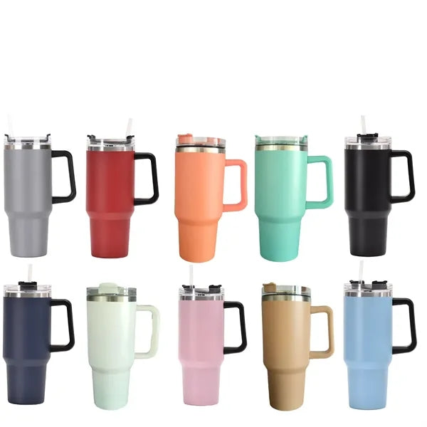 40 Oz. Vacuum Stainless Steel Tumbler with Handle & Straw
