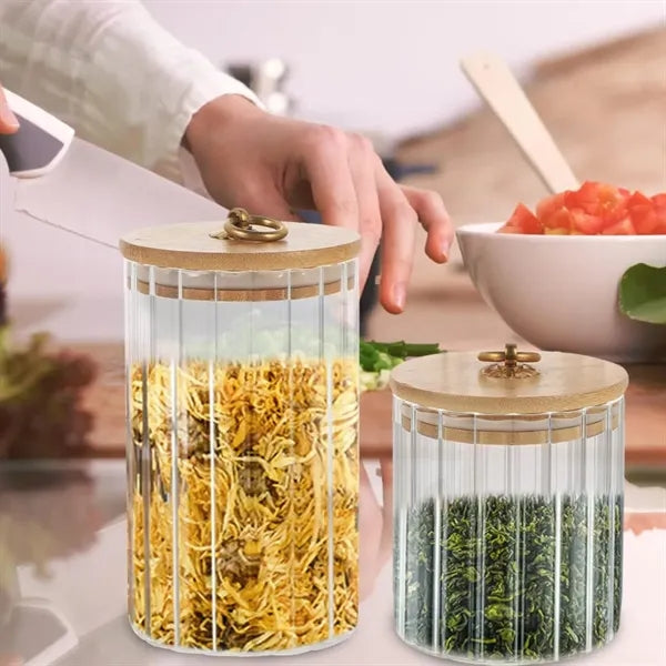 Airtight Glass Storage Canister with Bamboo Lid