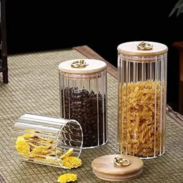 Airtight Glass Storage Canister with Bamboo Lid