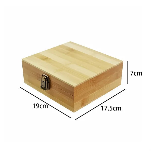Premium Bamboo Wooden Storage Box w/ Metal Latch & Dividers