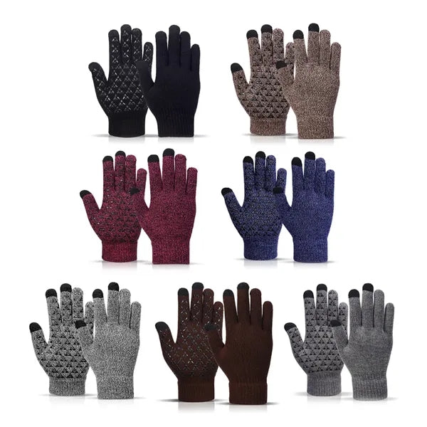 Knit Touchscreen Gloves with Anti-Slip Grip for Winter Tech