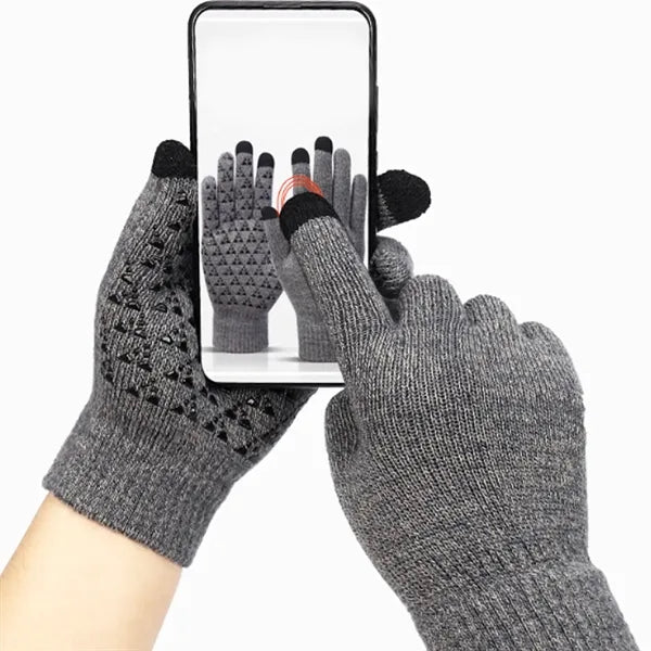 Knit Touchscreen Gloves with Anti-Slip Grip for Winter Tech