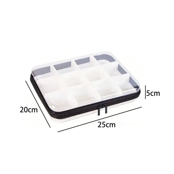 Zippered Fabric Storage Box with Clear Window & Compartments