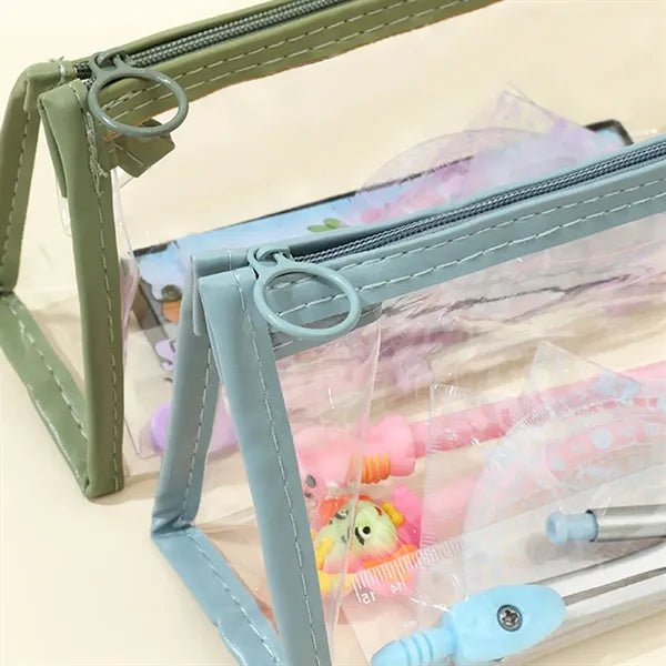 Large Capacity Clear PVC Pencil Case with Zipper