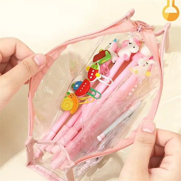 Large Capacity Clear PVC Pencil Case with Zipper