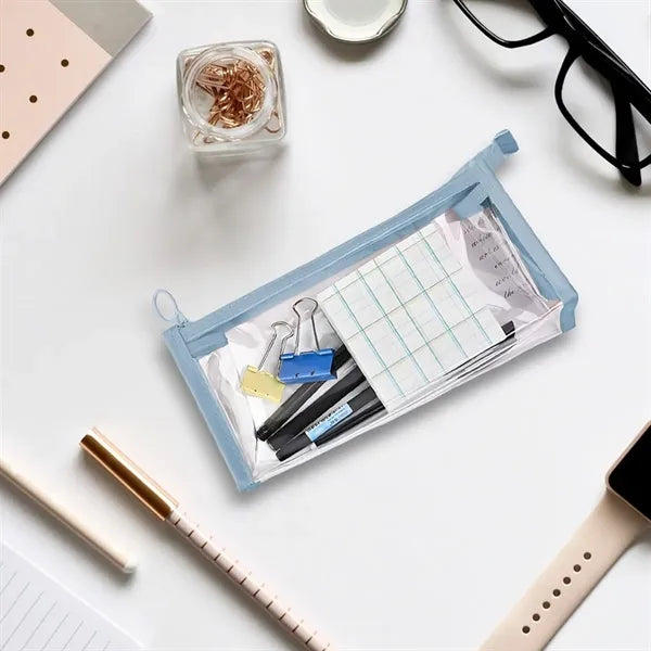 Large Capacity Clear PVC Pencil Case with Zipper