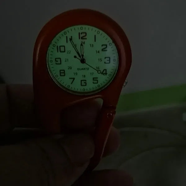 Portable Carabiner Clip Quartz Watch with Luminous Dial