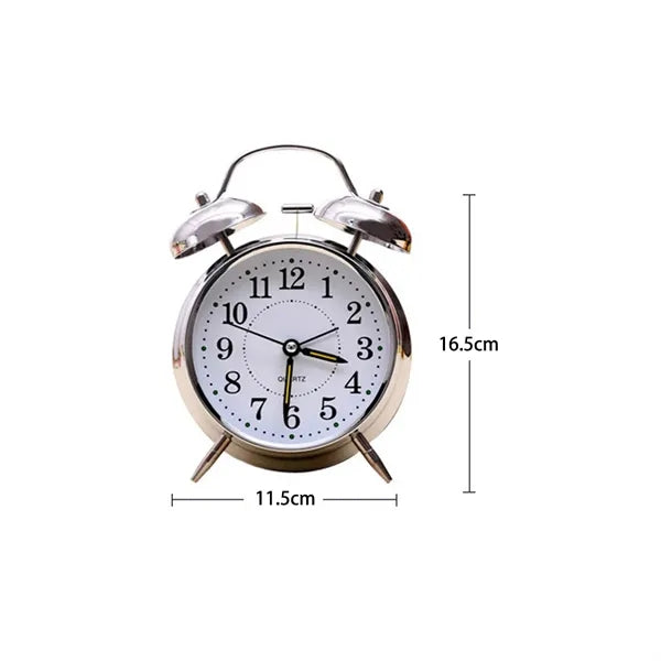 Metal Twin Bell Alarm Clock with Luminous Dial 4-Inch