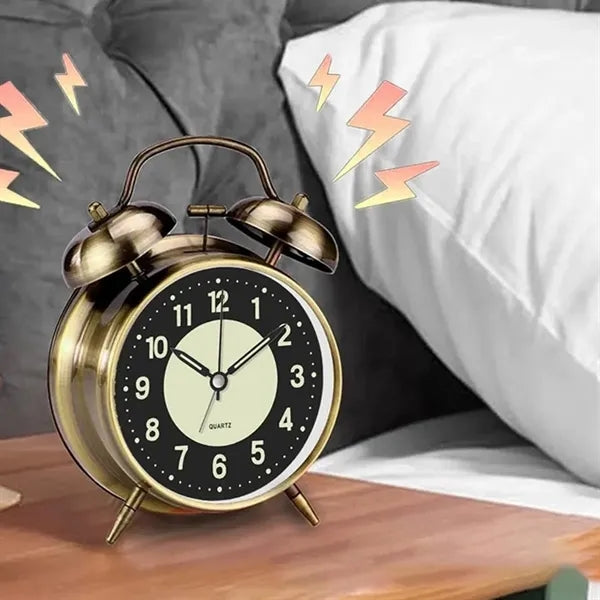 Metal Twin Bell Alarm Clock with Luminous Dial 4-Inch
