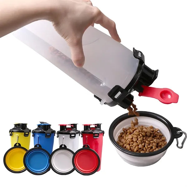 Pet Water And Food Cup With Collapsible Bowl