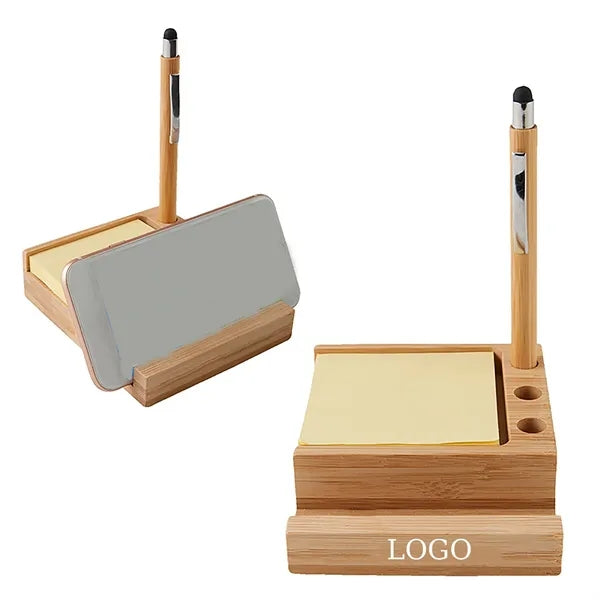 Bamboo Desk Organizer Phone Stand Pen Holder