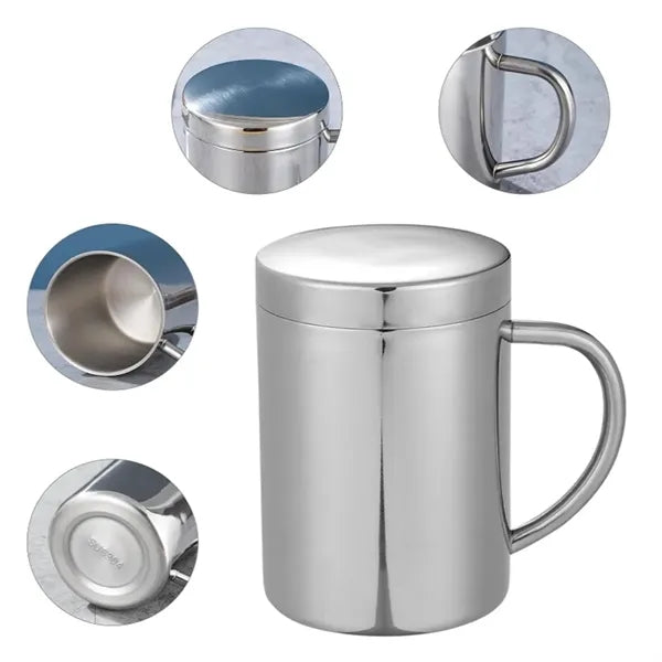 12Oz. Insulated Stainless Steel Mug with Handle and Lid