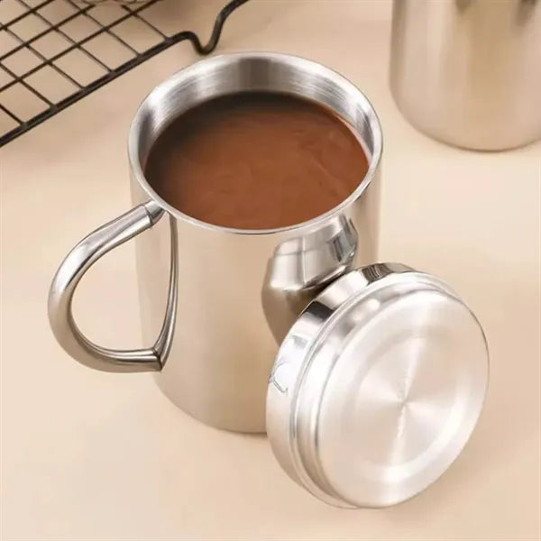12Oz. Insulated Stainless Steel Mug with Handle and Lid