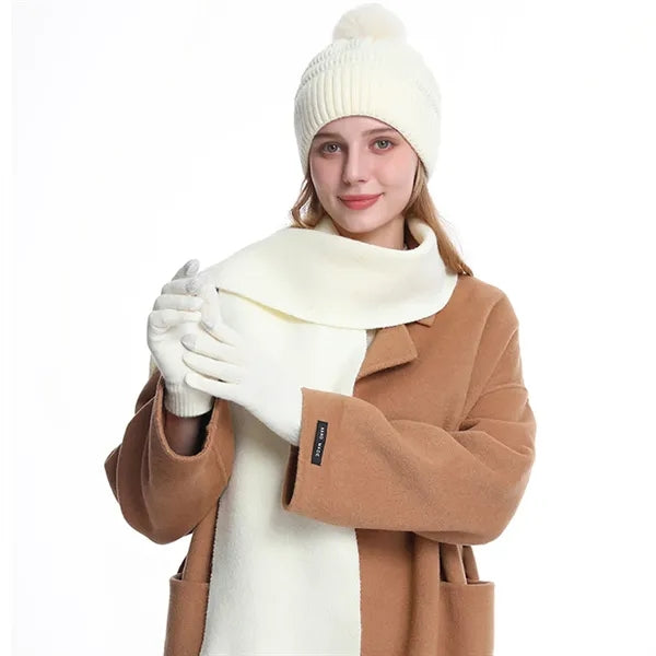 Matching Knit Beanie, Scarf, and Glove Ensemble