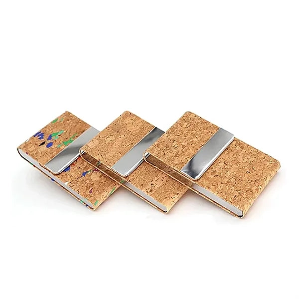Cork Business Card Holder with Metal Clip