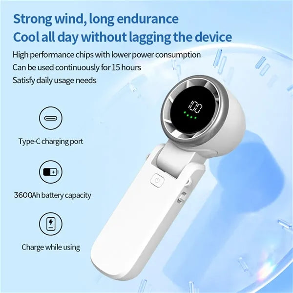 3-in-1 Handheld Fan 3600mAh TypeC Portable Compact