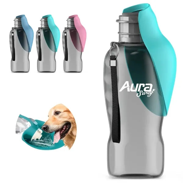 Portable Pet Water Bottle with Integrated Trough