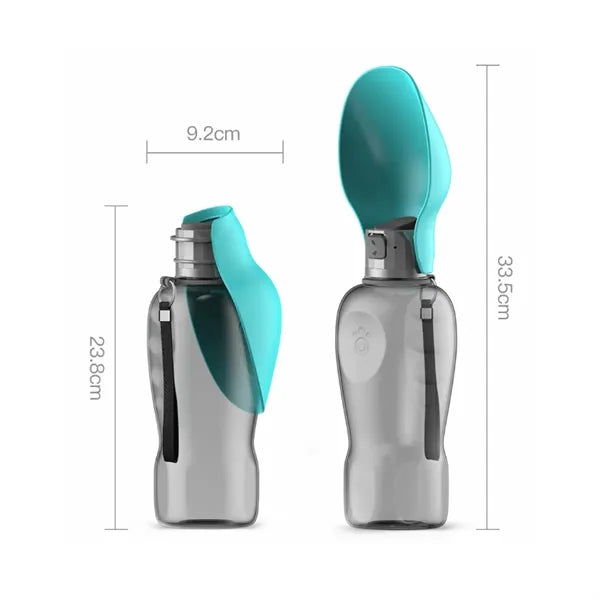 Portable Pet Water Bottle with Integrated Trough