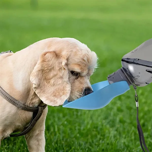 Portable Pet Water Bottle with Integrated Trough