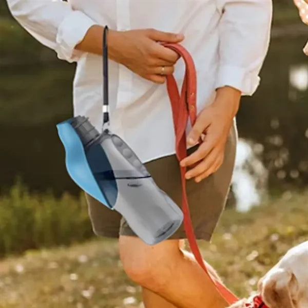 Portable Pet Water Bottle with Integrated Trough