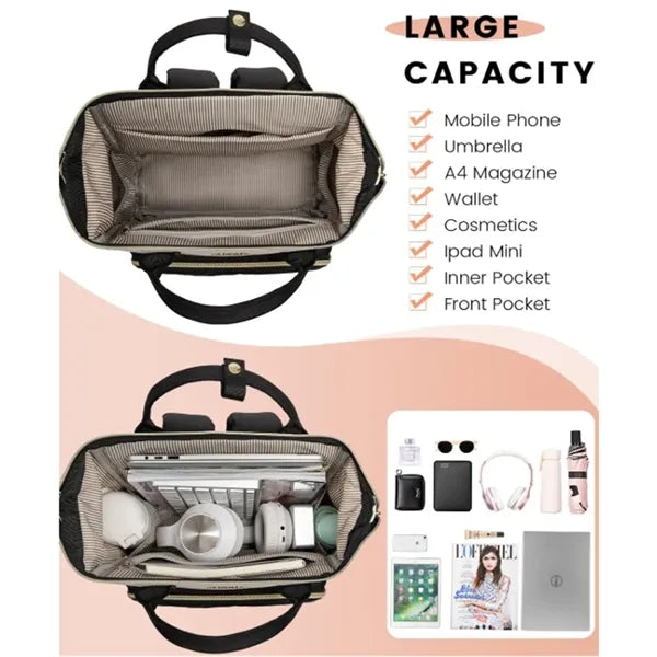 Large Lightweight Waterproof USB Port Baby Diaper Backpack