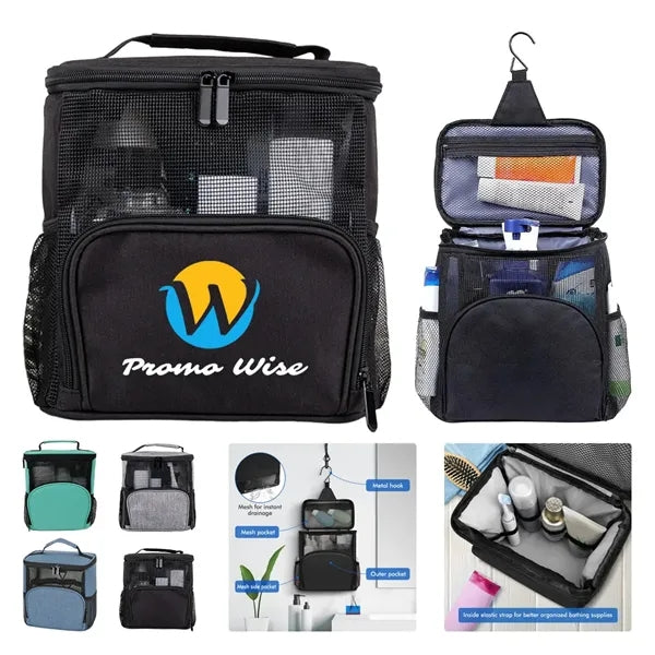 Folding Mesh Hangable Large Capacity Toiletry Hanging Bag