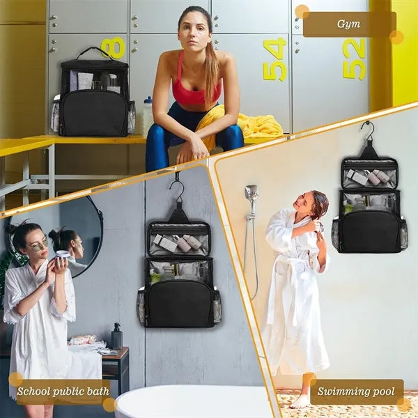 Folding Mesh Hangable Large Capacity Toiletry Hanging Bag