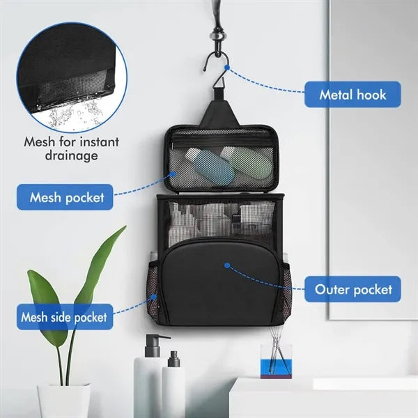 Folding Mesh Hangable Large Capacity Toiletry Hanging Bag