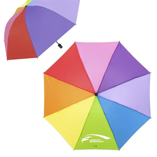 Folding Portable Travel Rainbow Umbrella For Rain And Wind