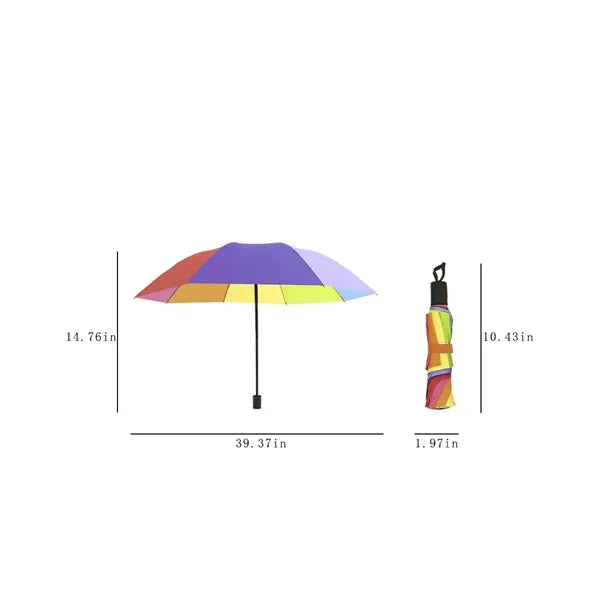 Folding Portable Travel Rainbow Umbrella For Rain And Wind
