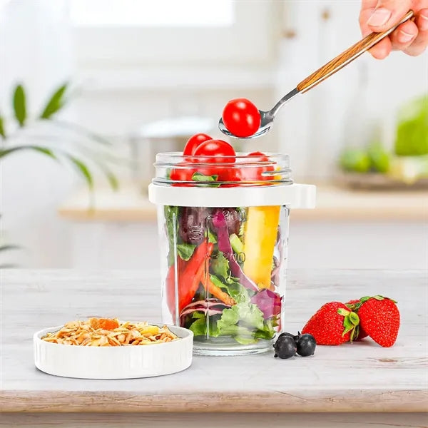13.5-oz Overnight Measuring Oats Jars with Spoon and Lid