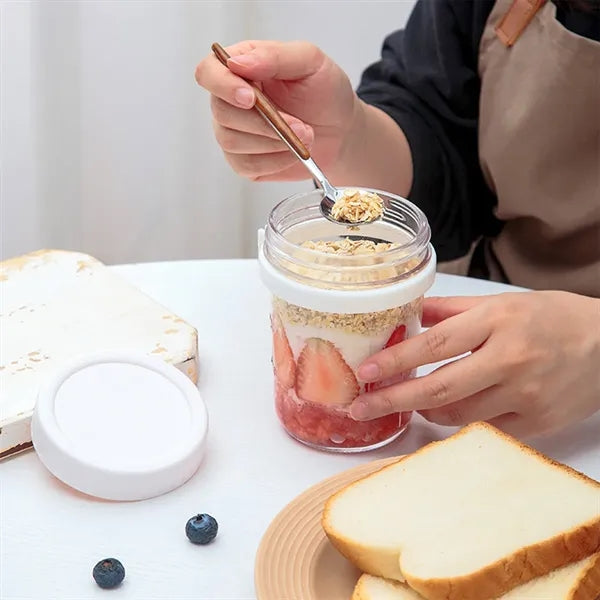 13.5-oz Overnight Measuring Oats Jars with Spoon and Lid