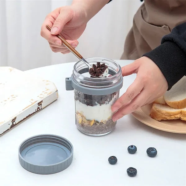 13.5-oz Overnight Measuring Oats Jars with Spoon and Lid