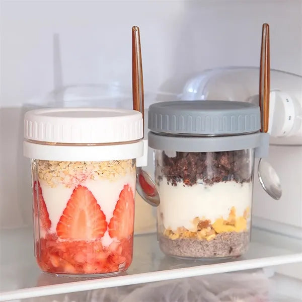 13.5-oz Overnight Measuring Oats Jars with Spoon and Lid