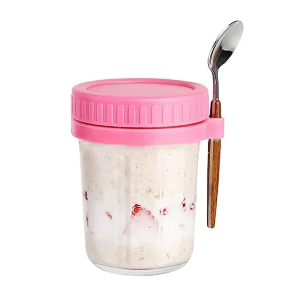 13.5-oz Overnight Measuring Oats Jars with Spoon and Lid