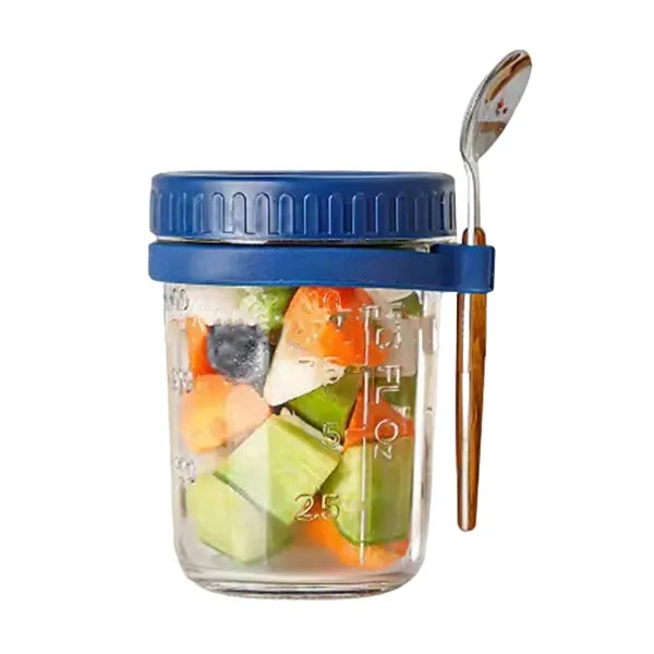 13.5-oz Overnight Measuring Oats Jars with Spoon and Lid