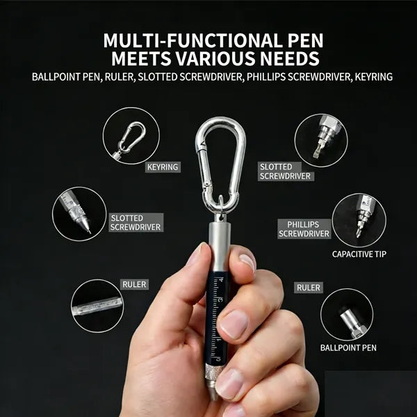Carabiner Multi-Tool Pen With Ruler