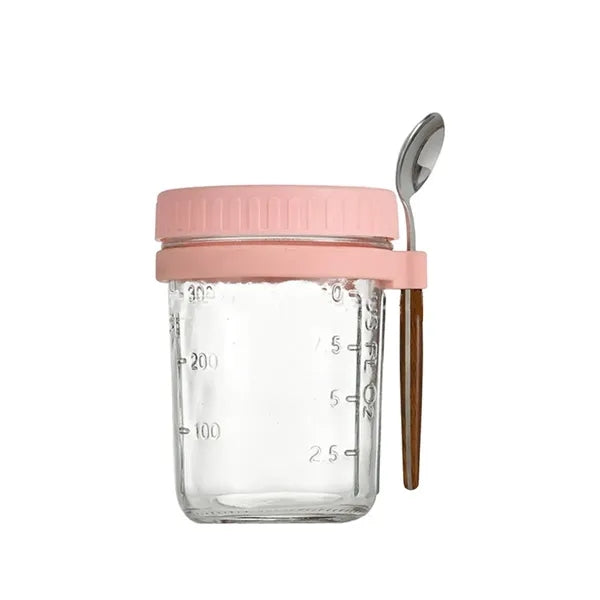13.5-oz Overnight Measuring Oats Jars with Spoon and Lid